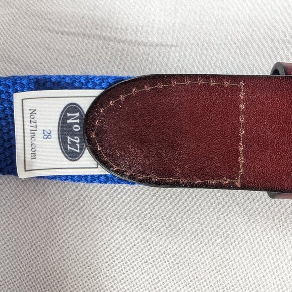 Kids Lacrosse Belt Brown Leather Blue Canvas Solid Brass Sports Team Sz 28 - Picture 6 of 8